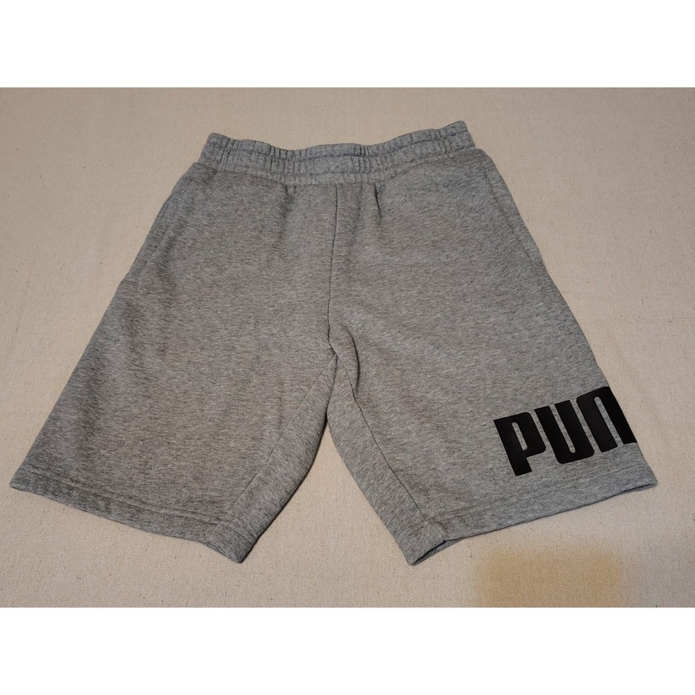 Puma Athletic Shorts Fleece Heavy Gray Big Logo Athletic Casual Size Small 7